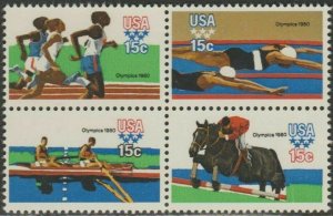 1979- 1980 Olympics Block of 4 15c Postage Stamps - MNH, OG - Sc# 1791-1794