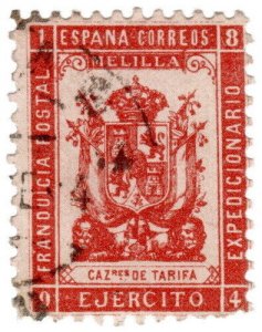 (I.B) Spain Colonial Postal : Melilla Military Post (Cazadores de Tarifa)