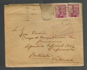 1939 Barcelona to Porta Coeli Spain Cover Internment camp