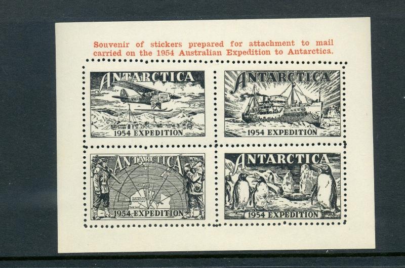 1954 Australian Expedition to Antarctica Souvenir Sheet Poster Stamp Cinderella