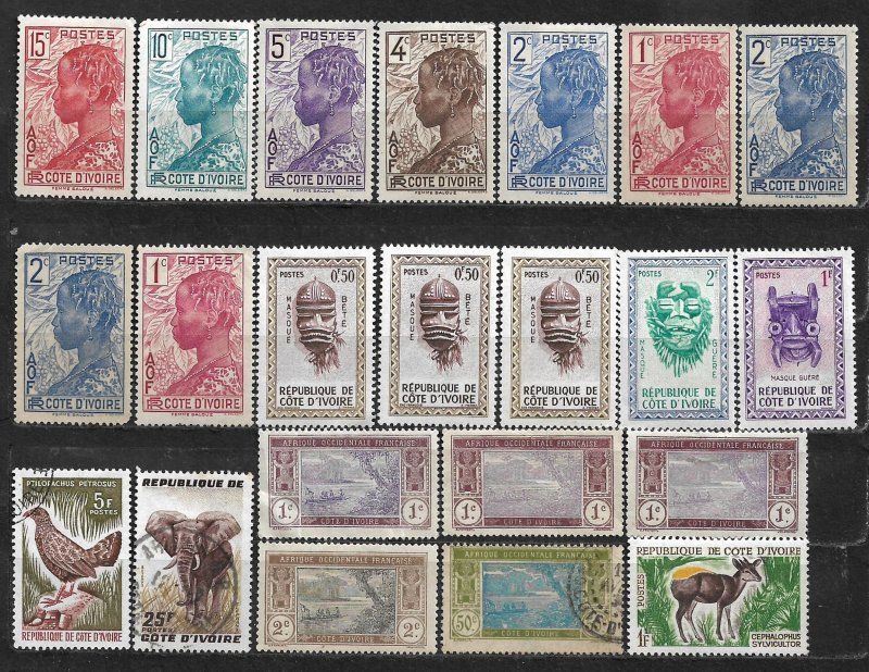 COLLECTION LOT OF 22 IVORY COAST 1913+ STAMPS CLEARANCE