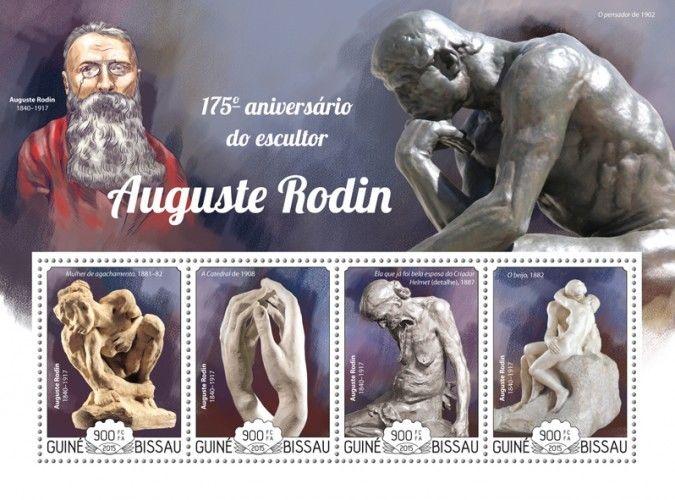 Auguste Rodin Sculpture Art Guinea-Bissau MNH stamp set