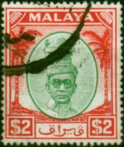 Perak 1950 $2 Green & Scarlet SG147 Fine Used