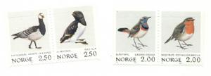 Norway # 800-801 & 821-822 MNH Birds-Robin-Goose-Little Auk