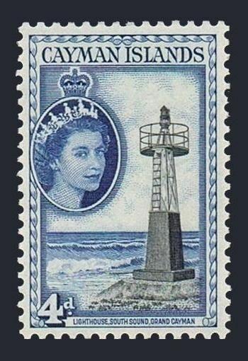 Cayman 142,lightly hinged.Michel 143. QE II,1953.Lighthouse.