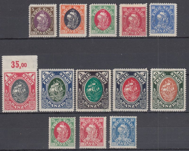 1921 Danzig German Occupation  Full Set Michel 53-65 MLH
