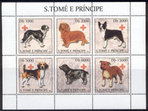 St Thomas & Prince Is. - 2003 MNH sheet of 6 dogs #1477 cv 10.00