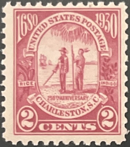 Scott #683 1930 2¢ Charleston 250th Anniversary unused disturbed gum