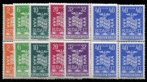 Hungary #503-508, 1937 Budapest International Fair, complete set in blocks of...