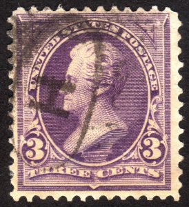 1895, US 3c, Jackson, Used, thin, Sc 268