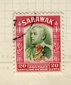 SARAWAK; 1947 early C. Brooke Crown Colony issue fine used 20c. value