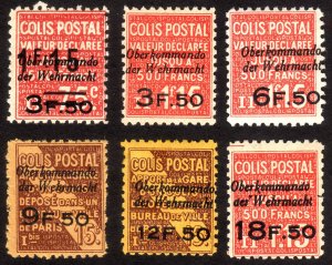 1940's, France Parcel post, Germany Occ. Very scarce Full set, Oberkommando, MH