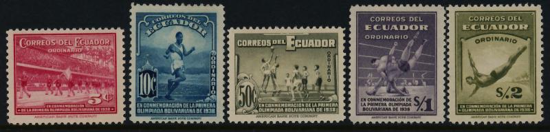 Ecuador 377-81 MH Sports, 1st Bolivian Games, Athletics, Basketball, Diver