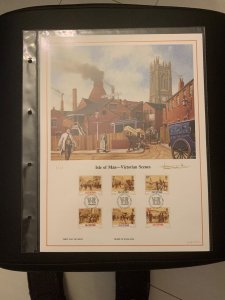 Isle of Man Victorian Scenes FDC panel big size, plastic holder