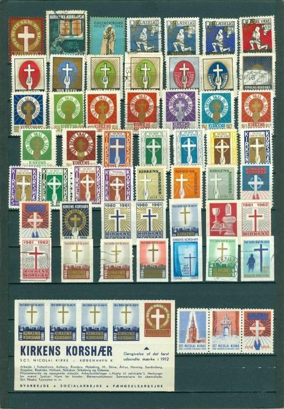 Denmark. Christmas,Poster Stamp. Collection 2 Pages.   The Church Cross Army