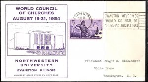 1954 US Commemorate Envelope Evanston Welcomes World Council Churches Aug. 1954