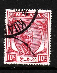 Malaya Pahang-Sc#56-used 10c plum-1950-