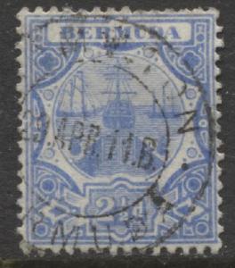 Bermuda - Scott 38 - Caravel - Wmk 3 -1906 - VFU -Single 2.1/2p Stamp