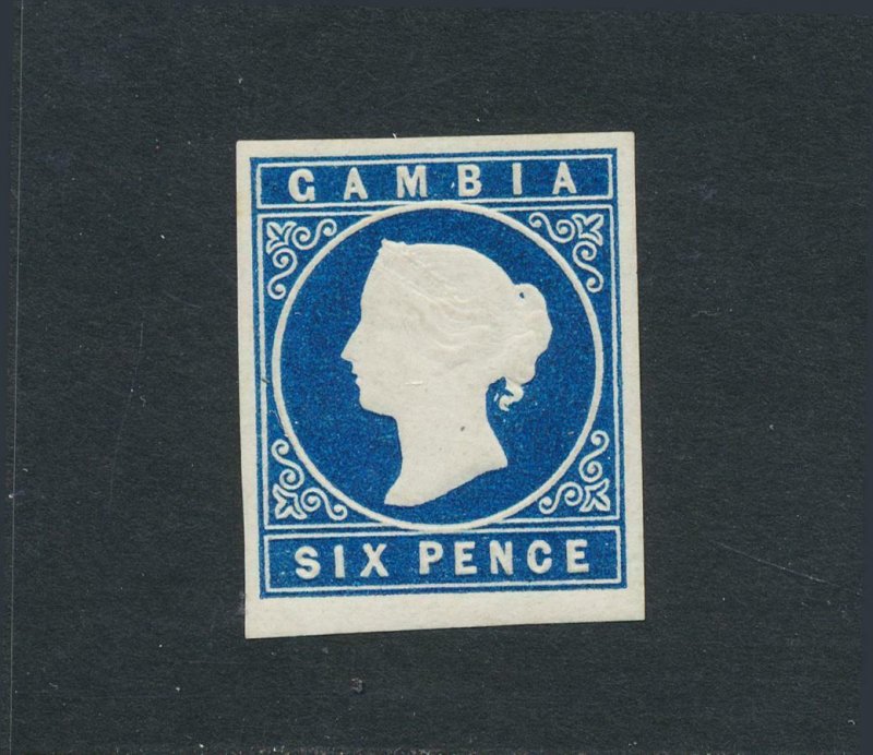 GAMBIA 1869, 6d BLUE, VF MLH SG#3 CAT£550 (SEE BELOW)