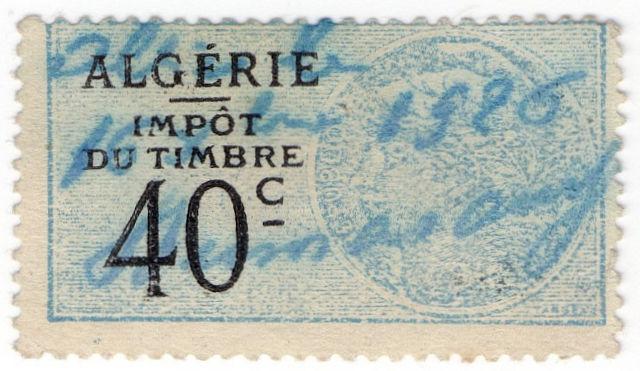 (I.B) France Colonial Revenue : Algeria Duty 40c