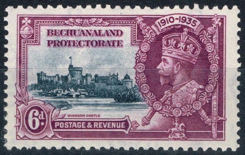 Bechuanaland 1935 6d Slate & Purple SG114b Short Extra Flagstaff V.F MNH