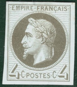 FRANCE Classic Stamp COLOUR TRIAL? Imperf 4c Olive NAPOLEON Mint MNG YOG160