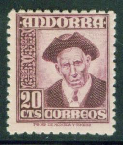 Andorra (Spanish) Scott 40 MH* stamp