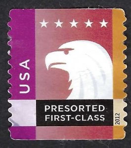 United States #4588 Presorted FC (25¢) Eagle  (2012). Coil. Used.