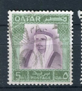 QATAR; 1968 early Sheikh Ali Al Thani issue fine used 5D. value