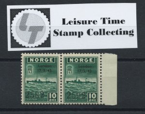 Norway Scott #261 with LONDON overprint MNH pair