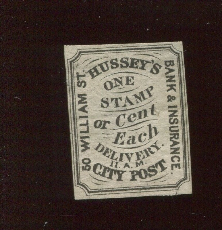 87L12 Hussey's Post New York Unused Stamp (BX 4229) **WORLD CLASS RARITY**