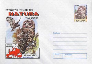 Romania PSE prepaid envelope 1998 Strix aluco Tawny owl Birds owl raptors