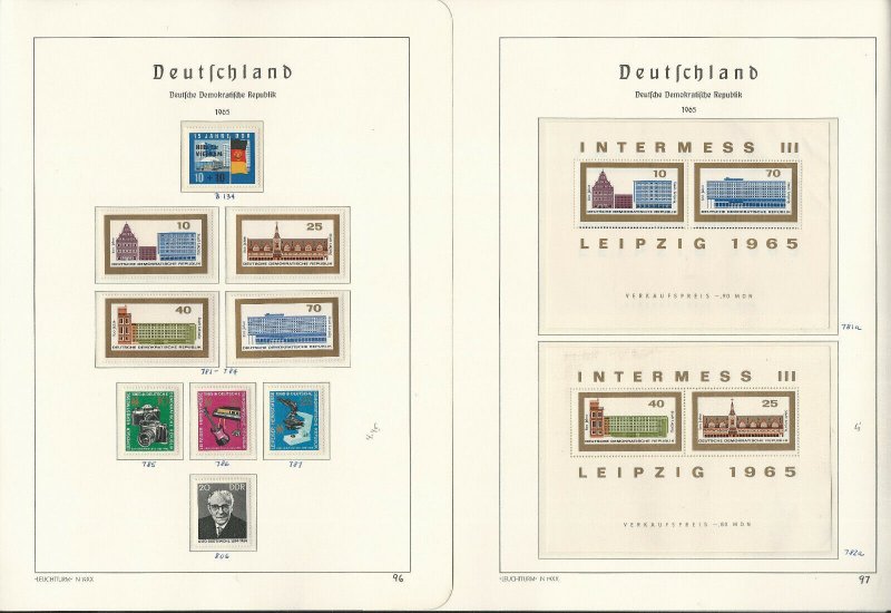 Germany DDR Stamp Collection on 24 Hingless Lighthouse Pages, 1965-67, JFZ