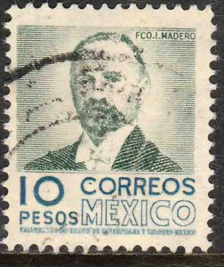 MEXICO 884a, $10Pesos 1950 Definitive 2nd Printing wmk 300. USED. F-VF. (1415)