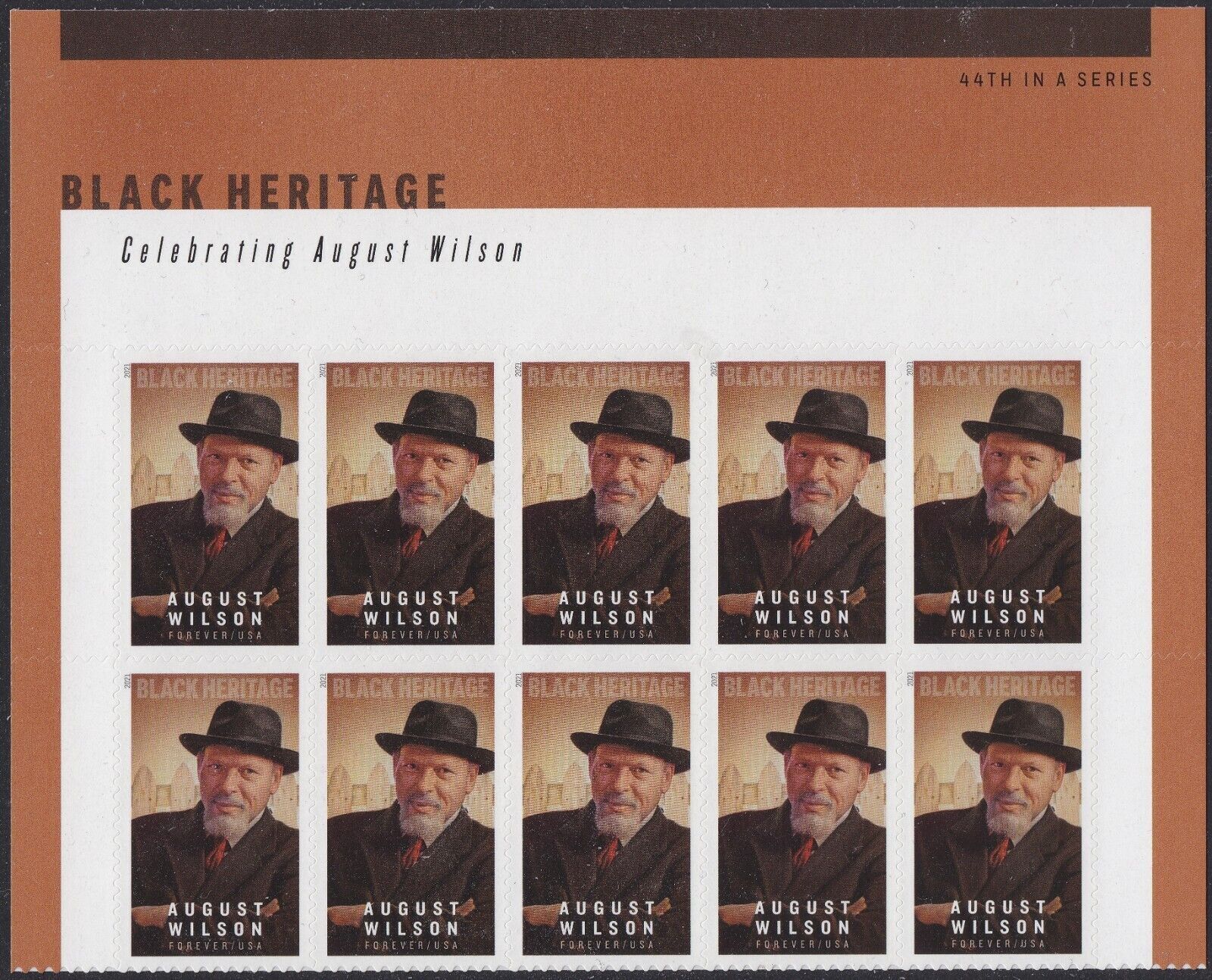US 5555 Black Heritage August Wilson F header block 10 MNH 2021 ...