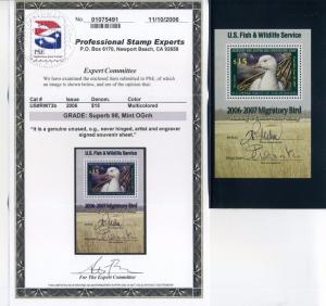 Scott #RW73b Signed Souvenir Sheet SUPERB 98 PSE Graded Cert (Stock #RW73-4)