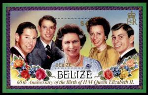 Belize 811 MNH Queen Elizabeth 60th Birthday, Flowers, Prince Charles, Andrew