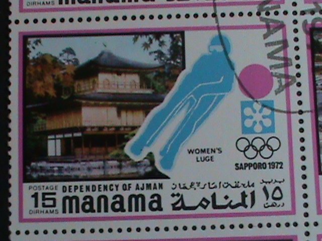 MANAMA STAMP-1972 WINTER OLYMPIC GAMES SAPPORO'72-JAPAN BLOCK OF 8 CTO VF