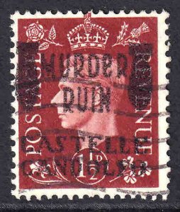 GREAT BRITAIN 1-1/2p MURDER RUIN CASTELLE CANDOLEO OVERPRINT USED F/VF SOUND