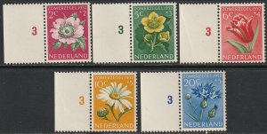 Netherlands 1952 Sc B238-42 margin set MNH**