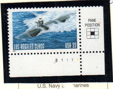 #3372 MNH plate # single 33c Navy Submarine 2000 Issue