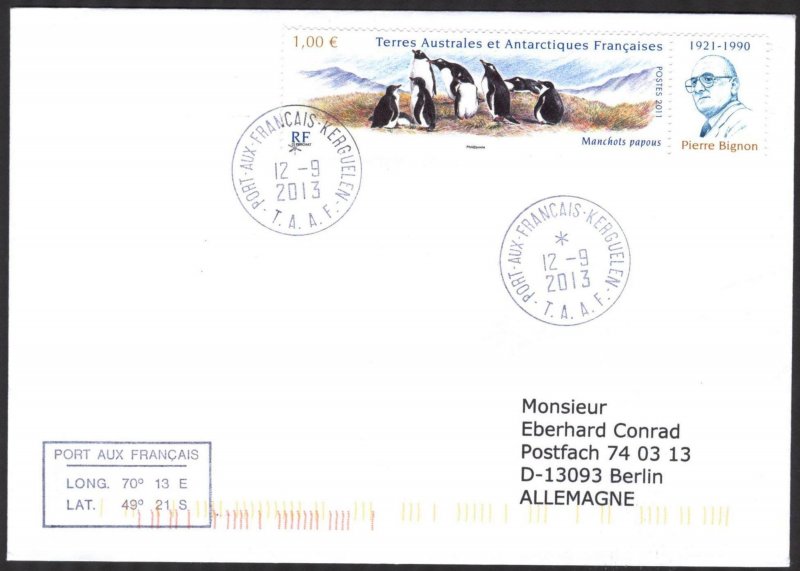 {A135} TAAF 2013 Birds Penguins Antarctic Expedition Dumont D'Urville Cover