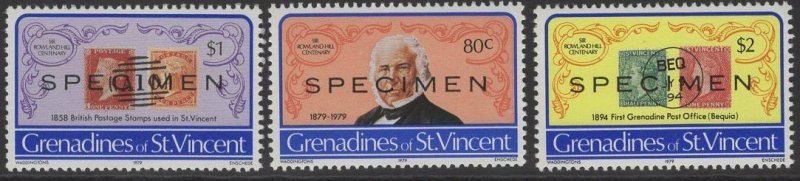 GRENADINES OF ST.VINCENT SG152/4s 1979 SIR ROWLAND HILL SPECIMEN MNH