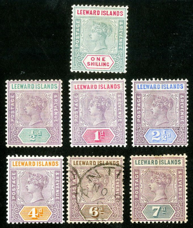 Leeward Islands Stamps Lot of 7 Early Values Scott Value $87.00