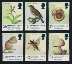 Great Britain Birds Endangered Species 6v SG#2015-2020 SC#1785-1790