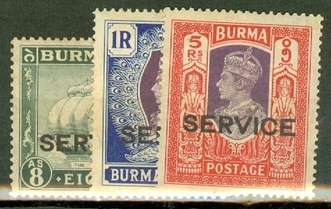 FN: Burma O15-24, 26 mint CV $84.15