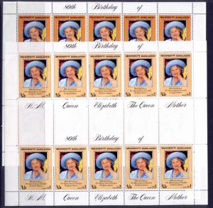 Bangladesh 187-8 Gutter Pair Strips MNH Queen Mother 80th Birthday, Flowers