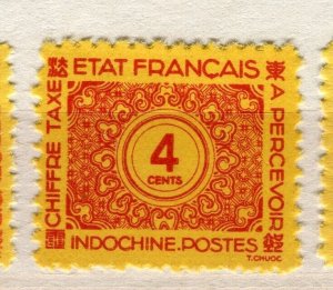 FRENCH INDO-CHINE; 1943 early Numeral Postage Due issue Mint hinged 4c. value