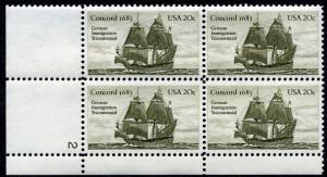 Scott #2040 - 20c Concord - Plate Block - MNH