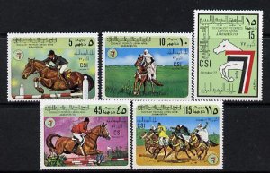 LIBYA - 1977  - Horse Riding - Perf 5v Set - Mint Never Hinged